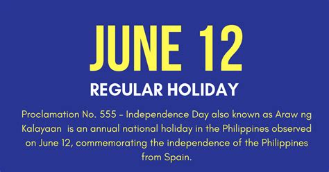 Today, 12 june, marks 113 years of philippine independence from the spanish in 1898. June 12, 2019 Holiday | Independence Day