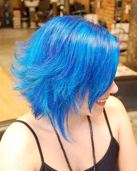 hair color ideas blue sky creativity jagged sapphire bob hairstyles weekly