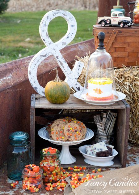 fancy candies fall farm harvest candy buffet weddings sweets cake dessert table chic