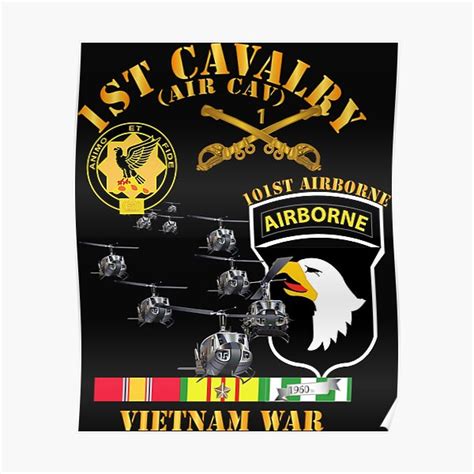 Army 1st Cavalry Air Cav 101st Airborne W Svc Poster By