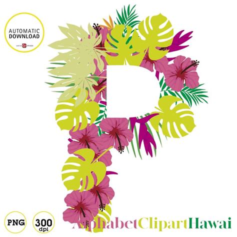 Hawaii Alfabeto Letras Clipart Tropical A Z Formato Png De Etsy Espa A Clip Art Digital