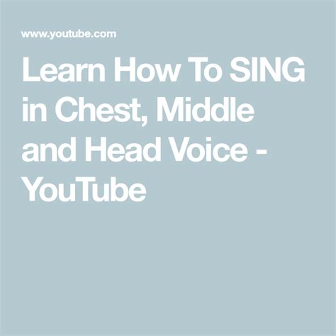 Maybe you would like to learn more about one of these? Learn How To SING in Chest, Middle and Head Voice ...