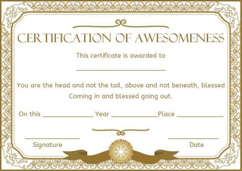 Certificate Of Awesomeness Templates Certificate Of Recognition
