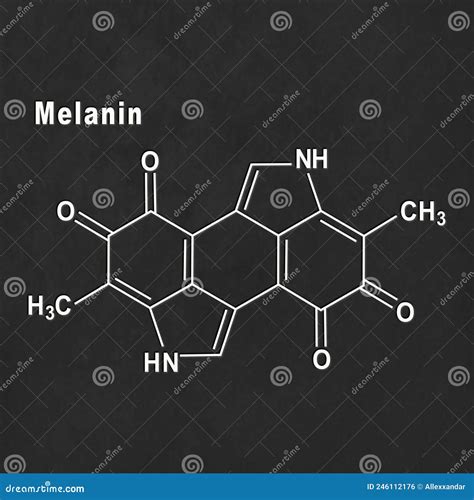 Melanin Molecule Structural Chemical Formula And Molecule Model On The