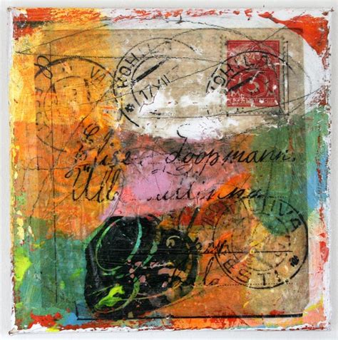 Painting Mixed Media Letter Abstract Art Contemporary Orange