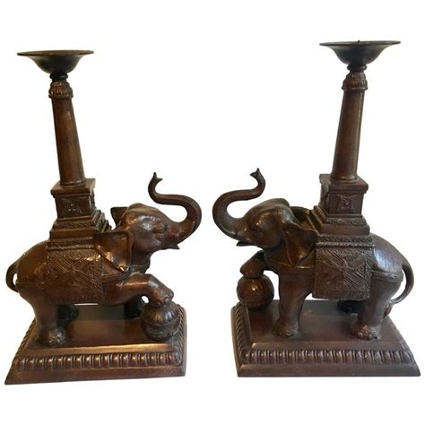 Pair Of Maitland Smith Elephant Candlesticks Candlesticks Vintage