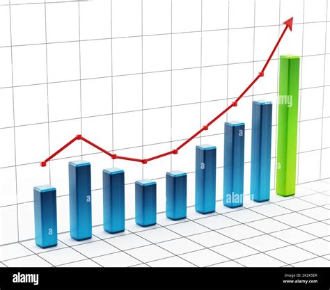 Rising Bar Graph On Grid 3d Illustration Stock Photo Alamy