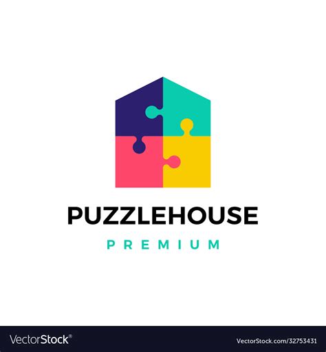 Puzzle House Logo Icon Royalty Free Vector Image