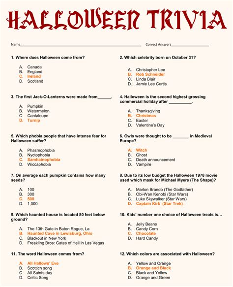 Some of them are easy but you just have to find the answer by. 6 Best Halloween Movie Trivia Printable - printablee.com
