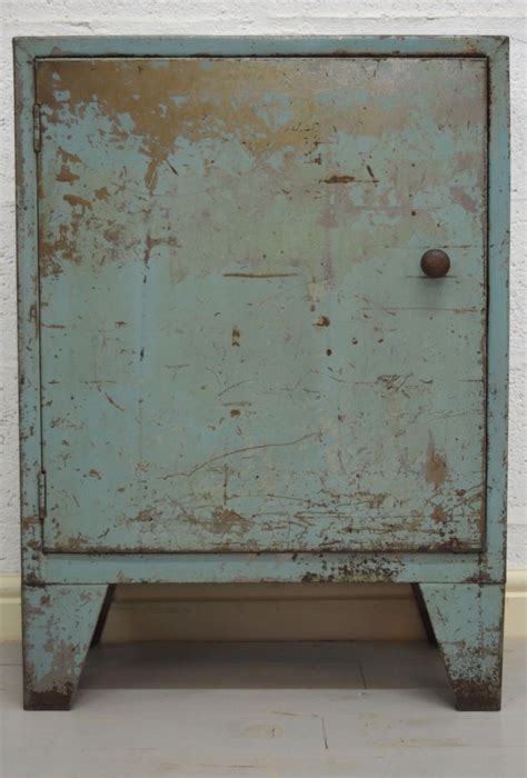 Mid Century Industrial Slim Blue Metal Cabinet For Sale At Pamono
