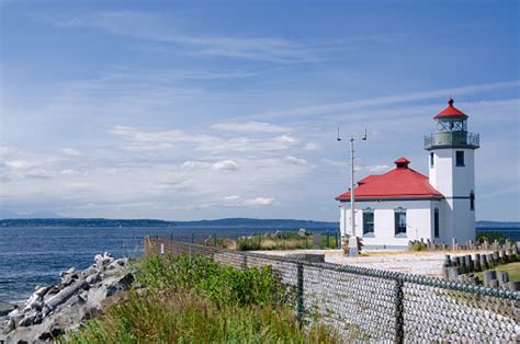 Alki Point Lighthouse In Seattle Wa Stock Photo Download Image Now