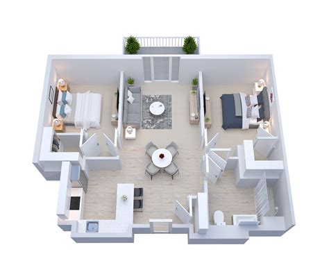3d 2 Bedroom Apartment Floor Plans