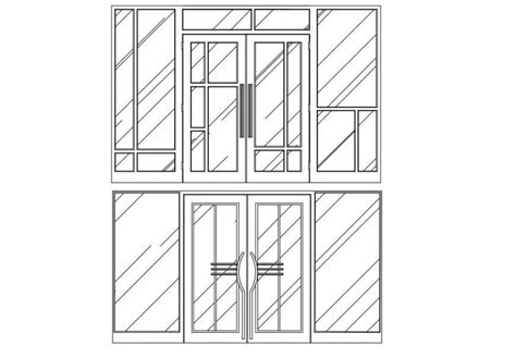 Multiple Sliding Glass Door Elevation Blocks Cad Drawing Details Dwg
