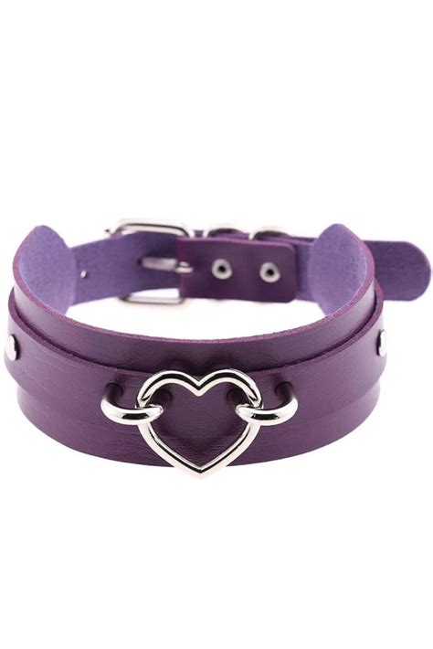 Purple Gothic Heart Collar Angel Clothing