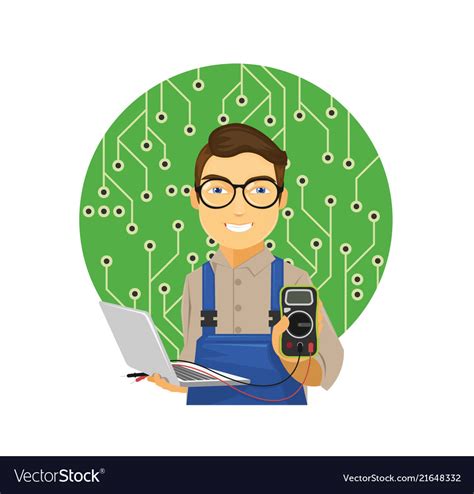 Young Male Computer Technician Royalty Free Vector Image