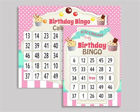 Ice Cream Bingo Cards Ice Cream Bingo Game Ice Cream Birthday Etsy Uk