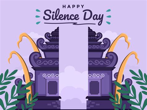 Day Of Silence And Hindu New Year Of Saka In Bali Indonesia Flat Illustration With Traditional