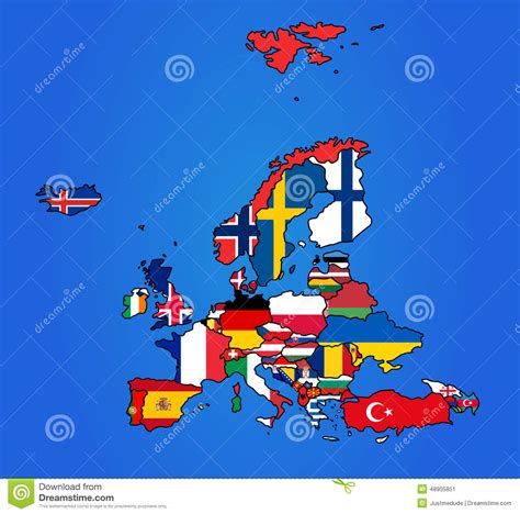 Errate und lerne die flaggen der 46 länder europas kennen, alle gemeinsam oder nach region. Carte De Drapeau De L'Europe Illustration de Vecteur ...