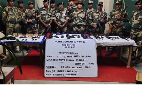 Bsf Recovers Ak 47s Ammo From Pak Border