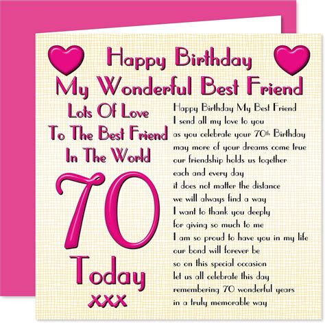 Best Friend 70th Happy Birthday Card Lots Of Love To The Best Friend