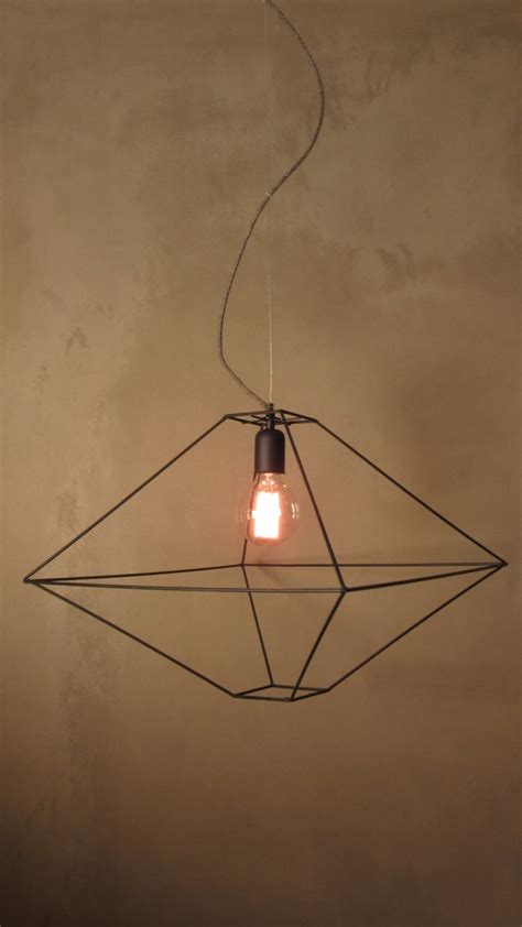 Geometric Pendant Light Minimal Industrial Lamp Polyhedron Etsy