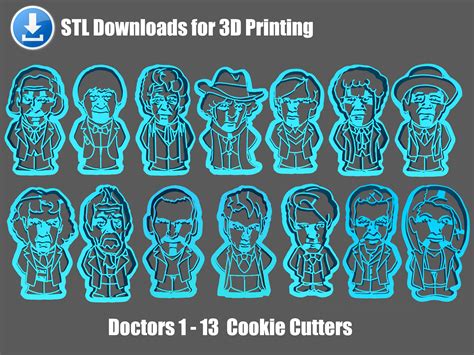 Doctor Who Cookie Cutter Doctors Set 3d Model 3d Printable Cgtrader