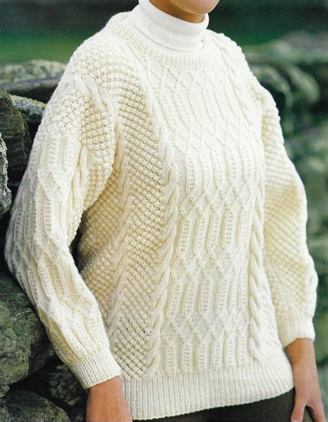 Womens Cable And Blackberry Stitch Sweater Knitting Pattern Etsy New Zealand Cable Knit
