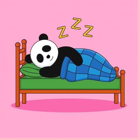 Un Lindo Panda Duerme En La Cama Vector Premium