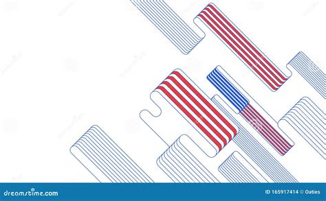 Red Blue White Stripe Abstract Background Stock Vector Illustration