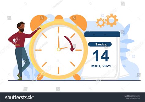 Change Your Clocks Concept Man Switches Stock Vector Royalty Free