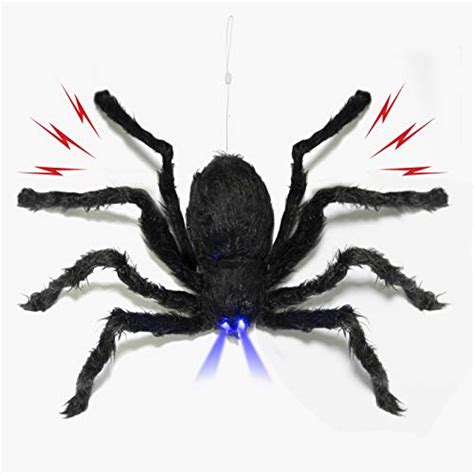 Prextex Animated Huge Black Hairy Spidertarantula With Led Eyes For