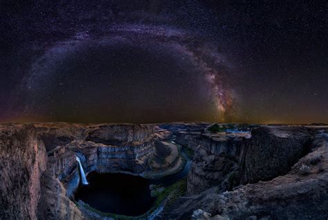 Canyon Waterfall Night Star Milky Way Hd Wallpaper