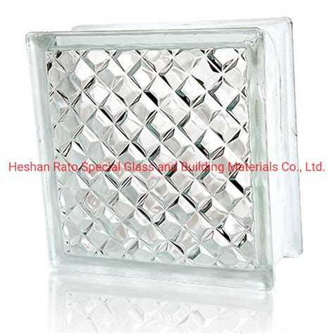 190x190x80mm Hollow Cheap Colored Square Clear Art Building Glass Block China Clear Glass
