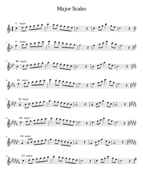 Major Scales Sheet Music For Flute Solo