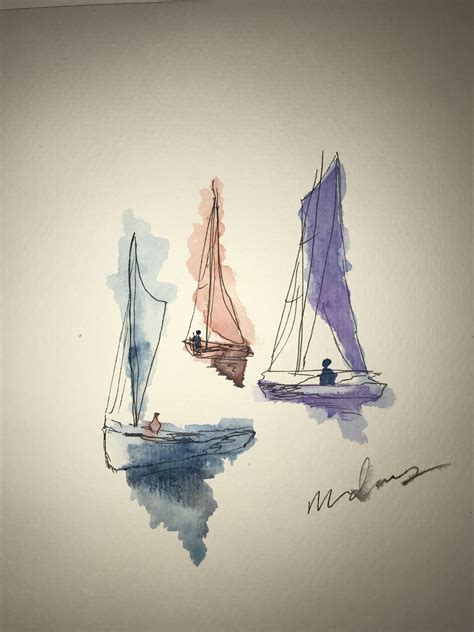 Simple Sailboat Watercolor Painting By Makenzie Day Watercolor Pencil