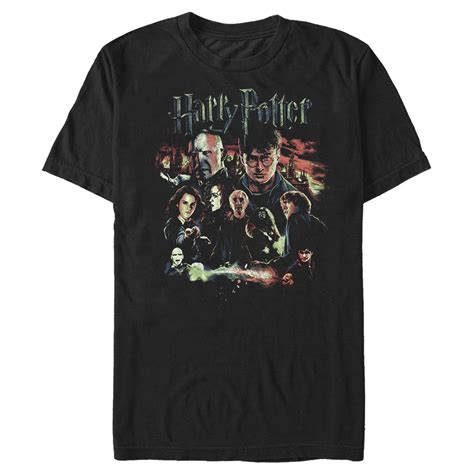Mens Harry Potter Character Group Shot Graphic Tee Black Large