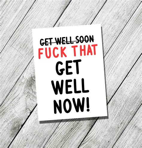 Get Well Now Greeting Card Sick Ill Alternative Greeting Card Get