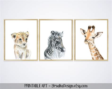 Baby Animal Nursery Wall Art Safari Animal Prints Printable Etsy