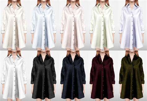 Oversized Collar Shirt Dress Sims4 칼라 셔츠 드레스 셔츠 심즈 4