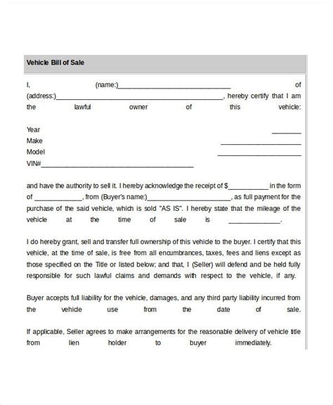 Bill Of Sale Form 18 Free Word Pdf Documents Download Free