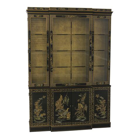 Drexel Chinoiserie Decorated Black Lacquer China Cabinet Chairish