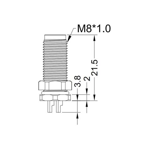 M8 4pins A Code Male Straight Front Panel Mount Connector Unshielded