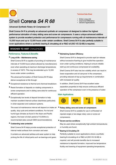 Pdf Technical Data Sheet Shell Corena S R Sign In Data Sheet Shell Corena S R