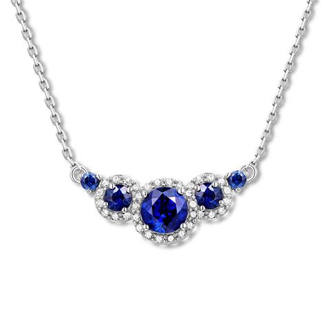 Natural Sapphire Necklace 18 Ct Tw Diamonds 10k White Goldkay In 2021