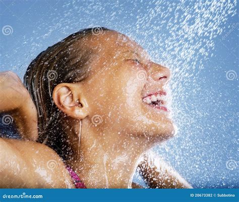 Girl Taking Shower Stock Photography Image