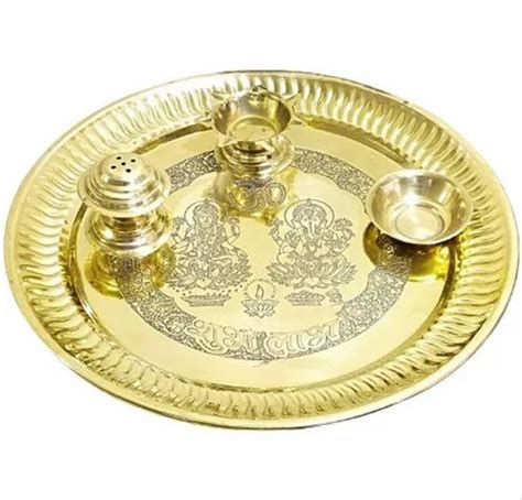 Golden Brass Pooja Thali Set For Worship Dimension Inch At Rs Set In Jaipur