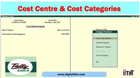 Cost Centre And Cost Categories In Tally Erp 9 Youtube