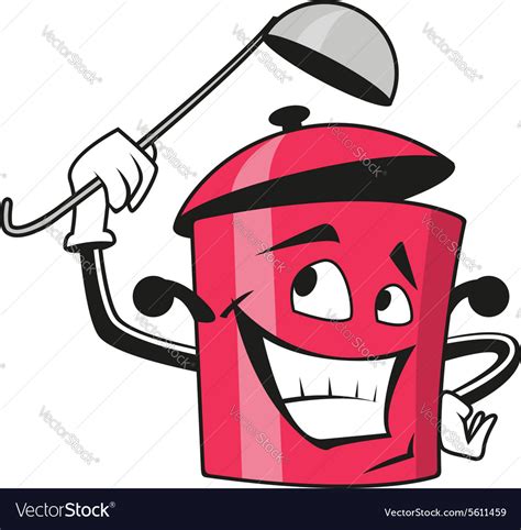 Cartoon Saucepan Character With Ladle Royalty Free Vector