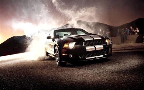 Ford Mustang Shelby Gt500 Black Car Front View Wallpaper Cars