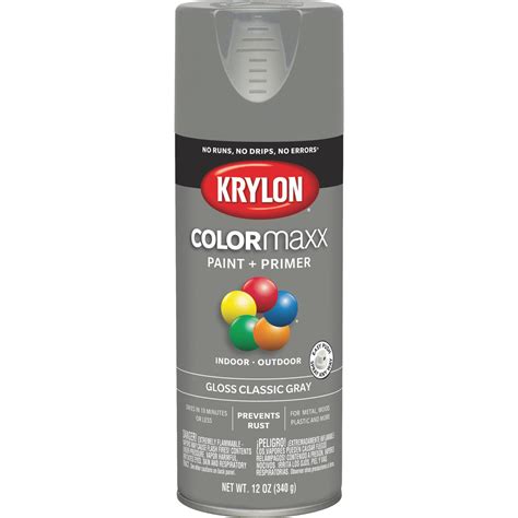 Krylon Colormaxx K05513007 Spray Paint Gloss Classic Gray 12 Oz
